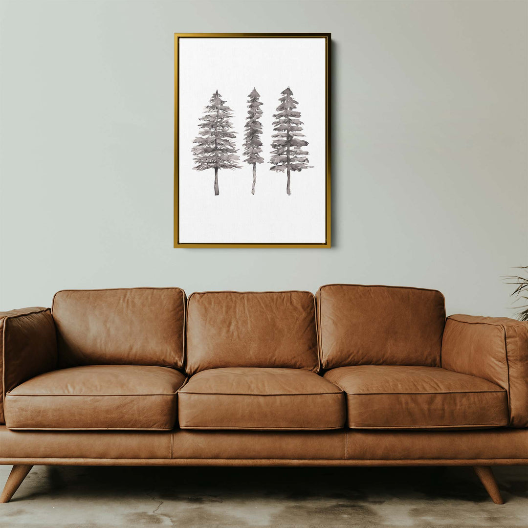 Black + White Pine Tree Trio