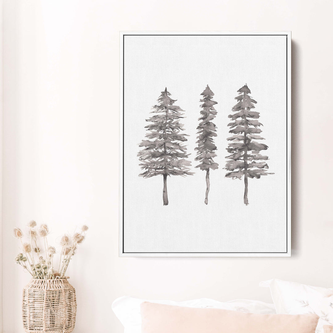 Black + White Pine Tree Trio