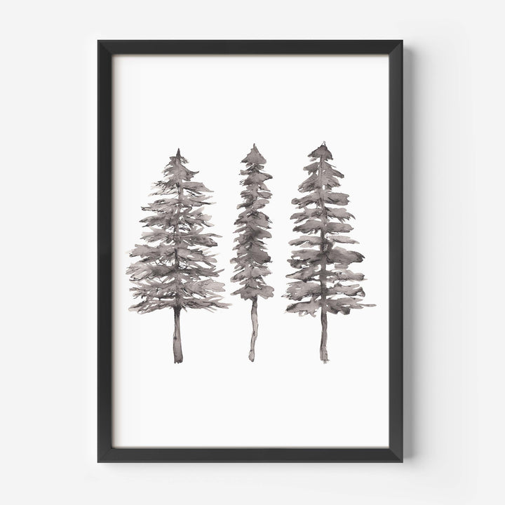 Black + White Pine Tree Trio