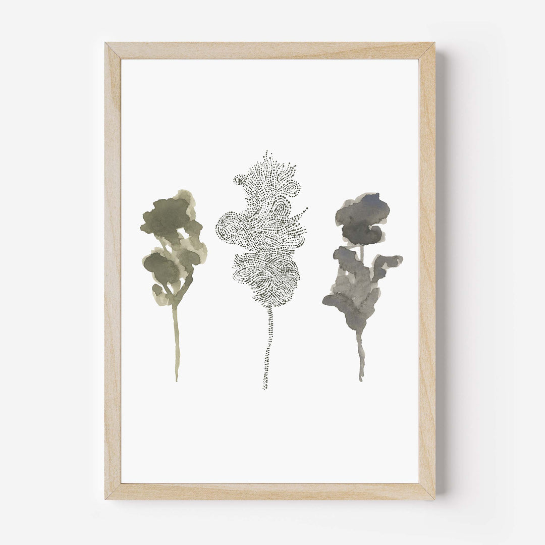 Misty Forest Tree Trio