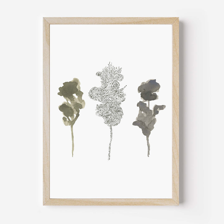 Misty Forest Tree Trio