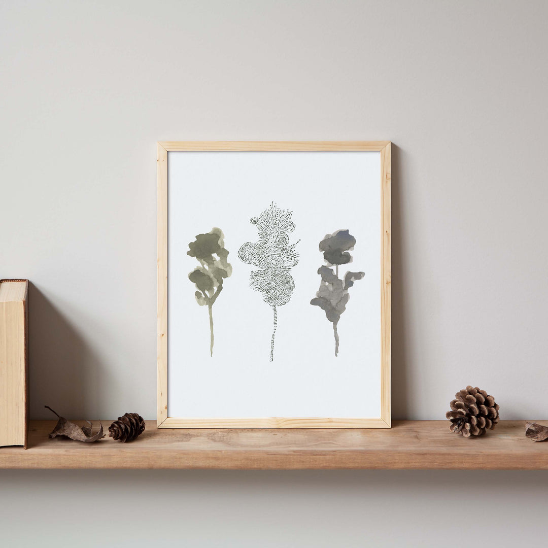 Misty Forest Tree Trio