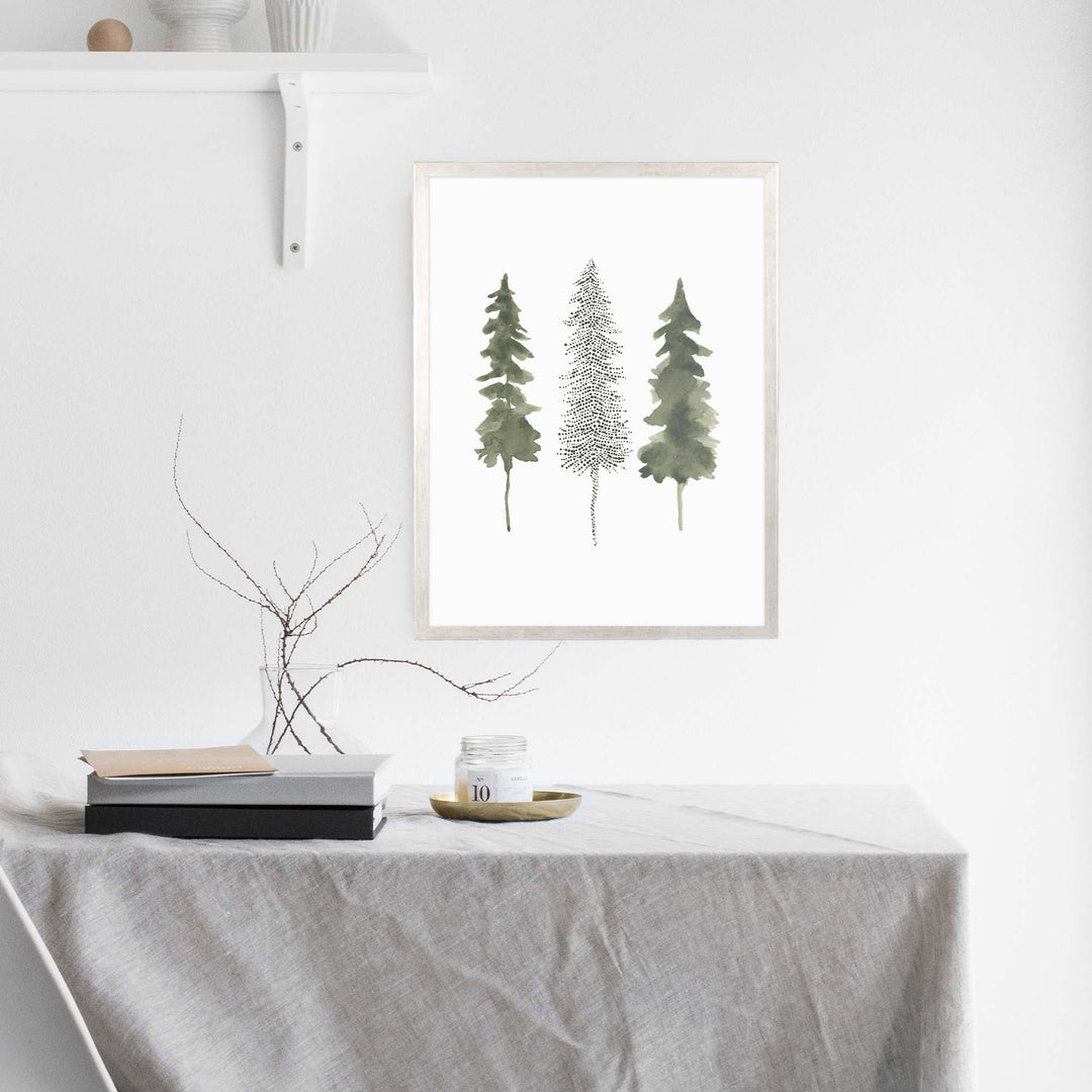 Minimalist Pine Tree Trio