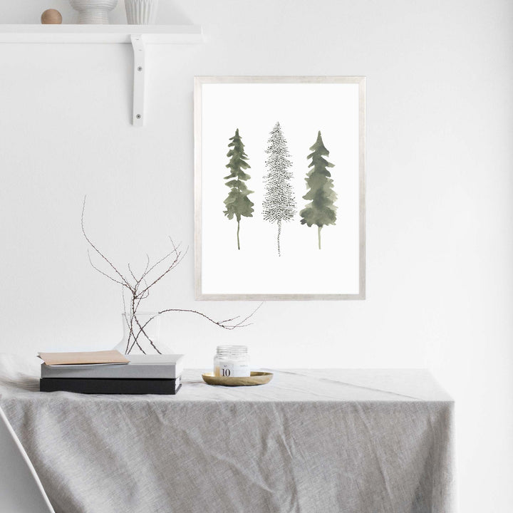 Minimalist Pine Tree Trio