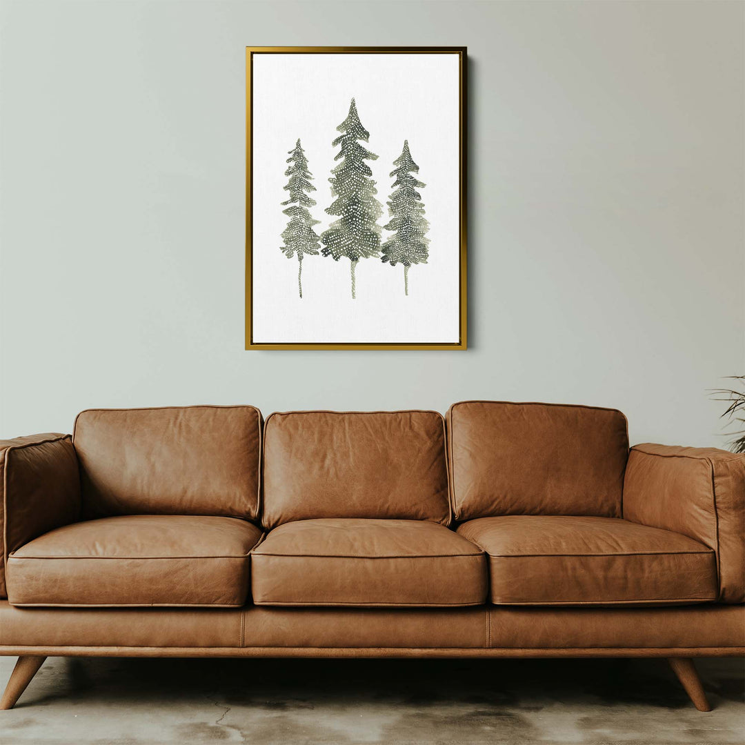 Watercolor Pine Trio