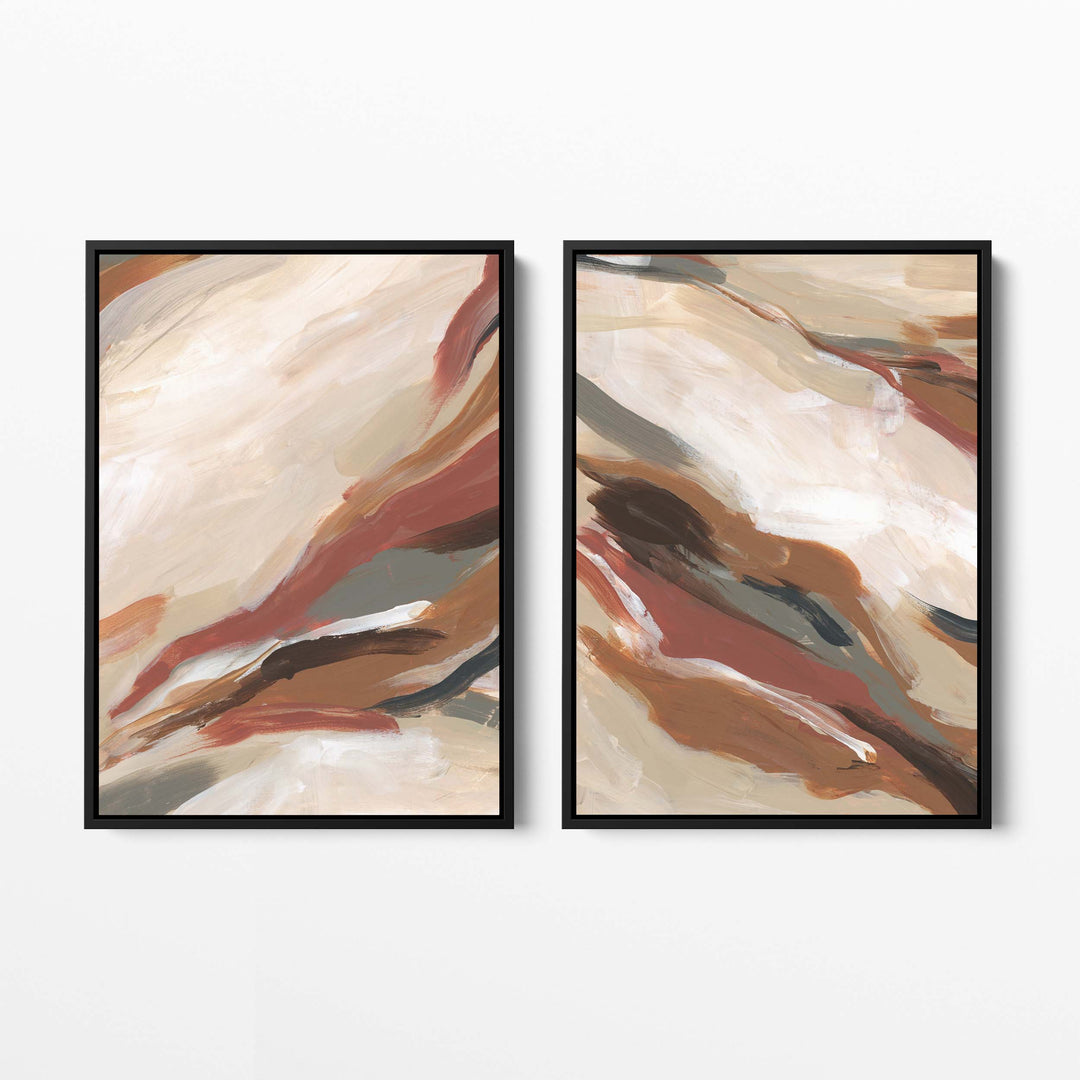 Abstract Earth Tones Paintings - Set of 2