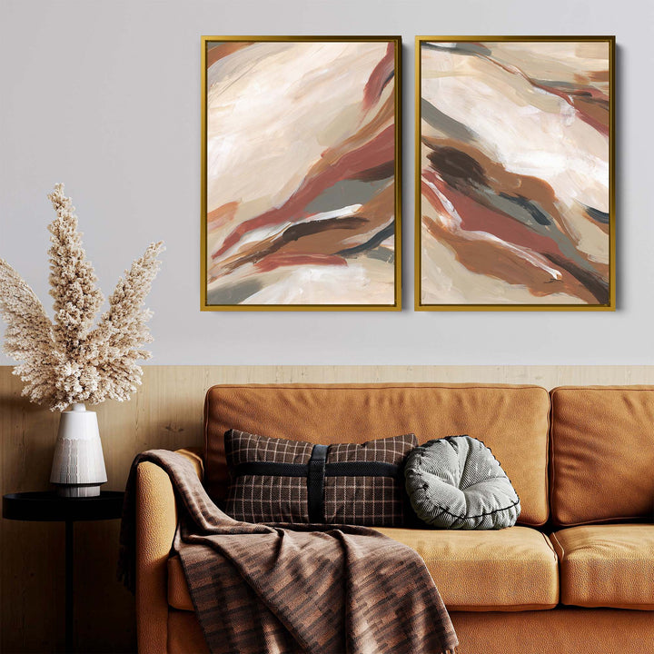 Abstract Earth Tones Paintings - Set of 2