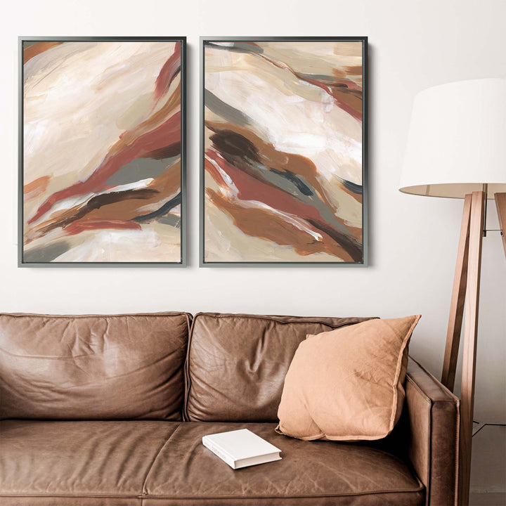 Abstract Earth Tones Paintings - Set of 2