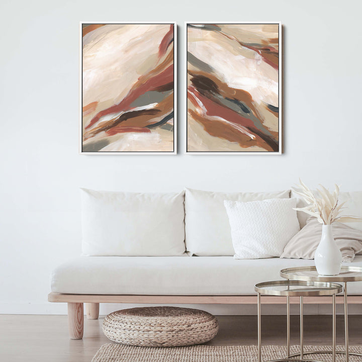 Abstract Earth Tones Paintings - Set of 2