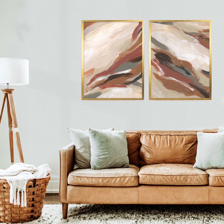 Abstract Earth Tones Paintings - Set of 2