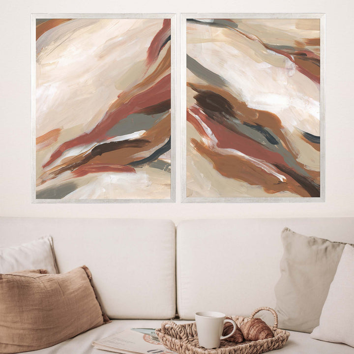 Abstract Earth Tones Paintings - Set of 2