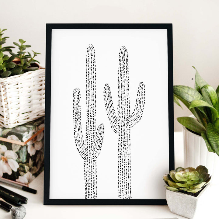 Minimalist Saguaro Cactus Duo