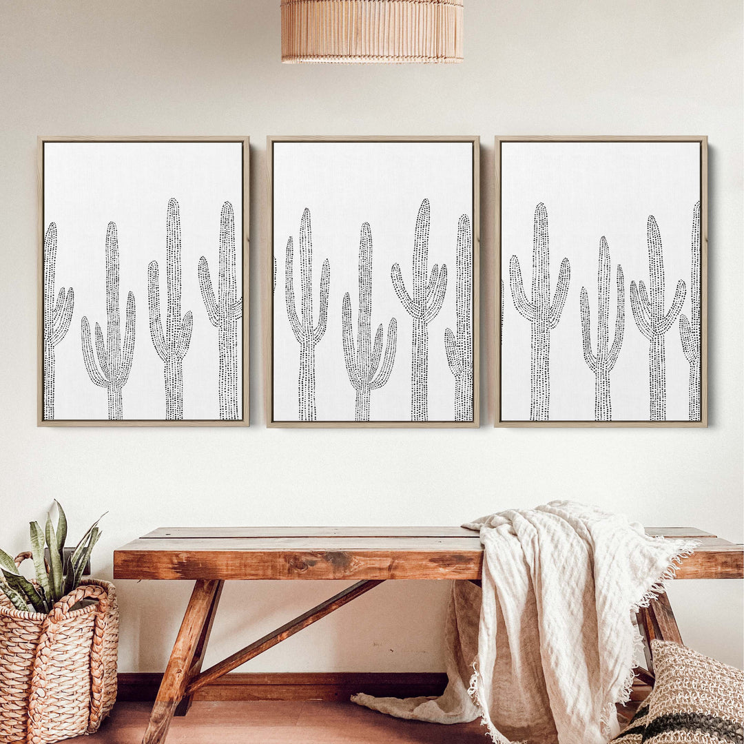 Saguaro Cactus Modern Minimalist - Set of 3