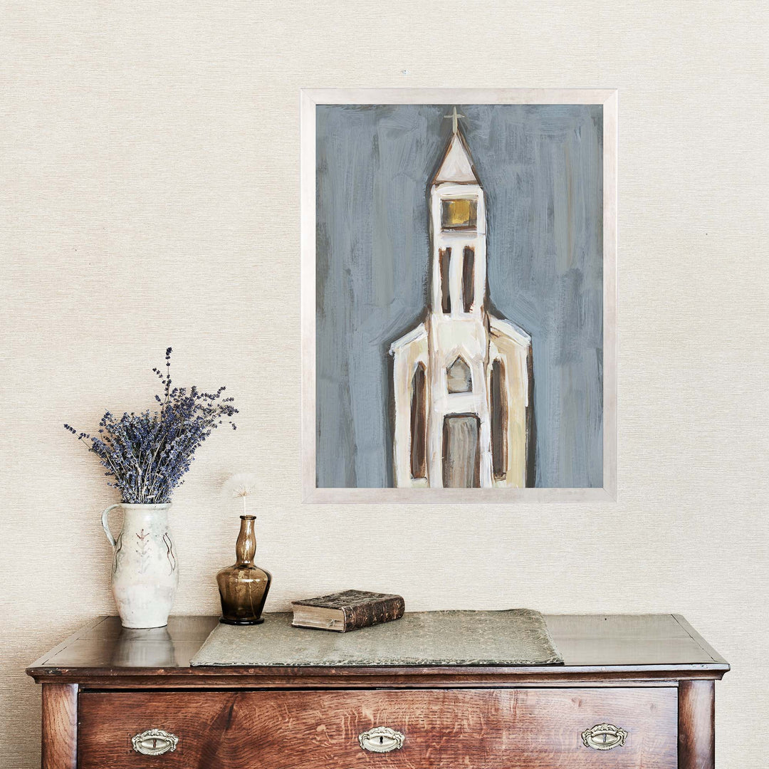 Rustic Farmhouse Blue Church