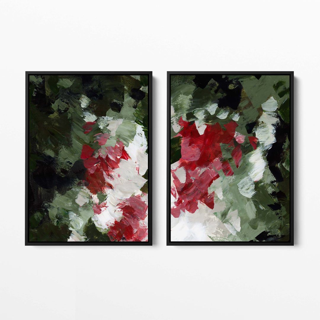 Christmas Florals Abstracted Diptych - Set of 2 - Jetty Home