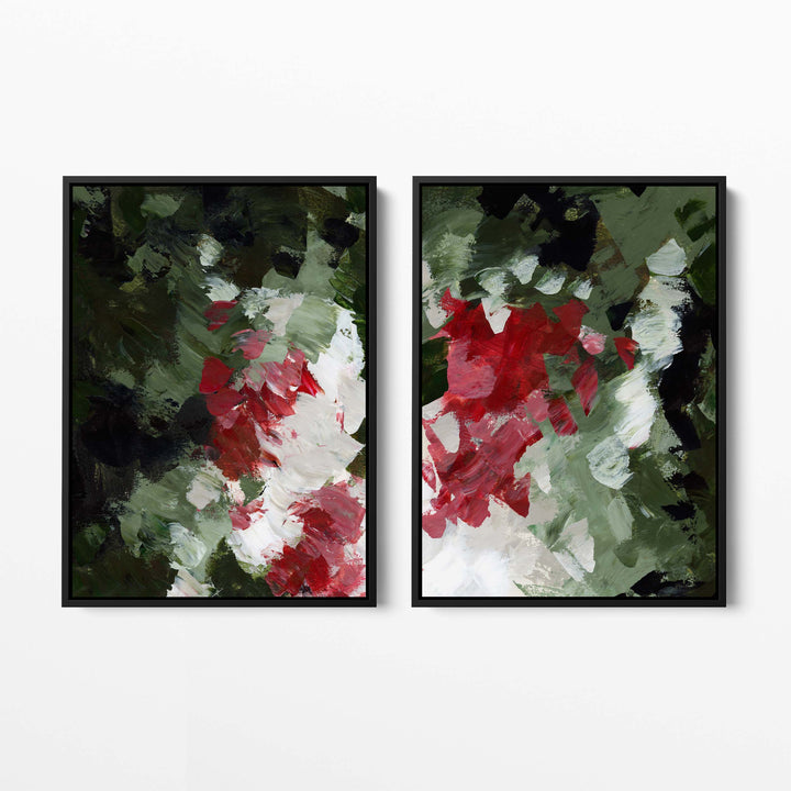 Christmas Florals Abstracted Diptych - Set of 2 - Jetty Home
