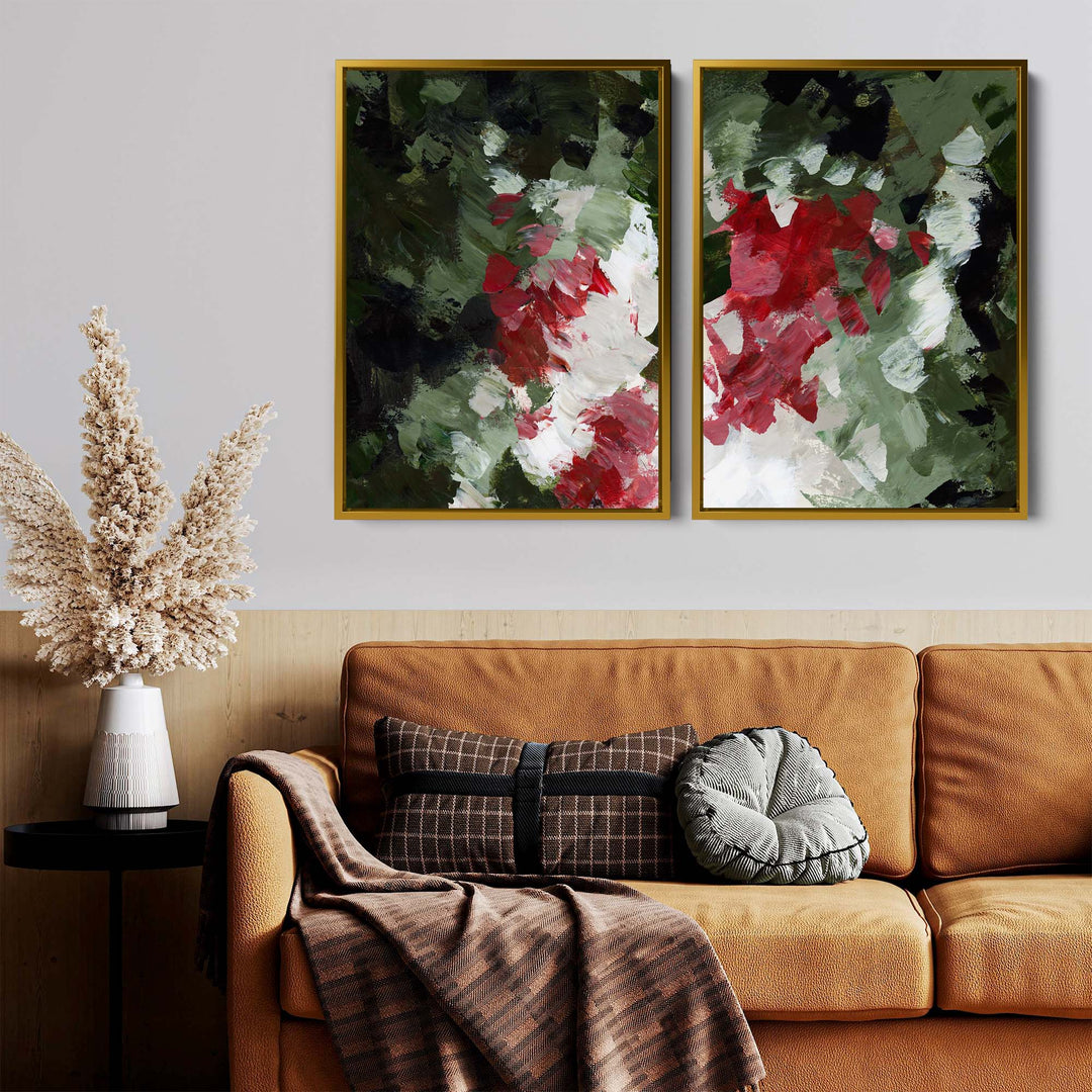 Christmas Florals Abstracted Diptych - Set of 2 - Jetty Home