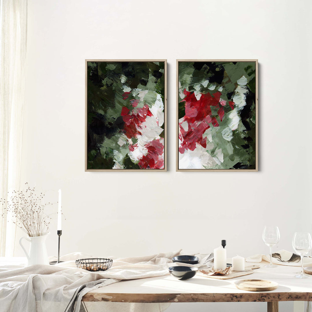 Christmas Florals Abstracted Diptych - Set of 2 - Jetty Home