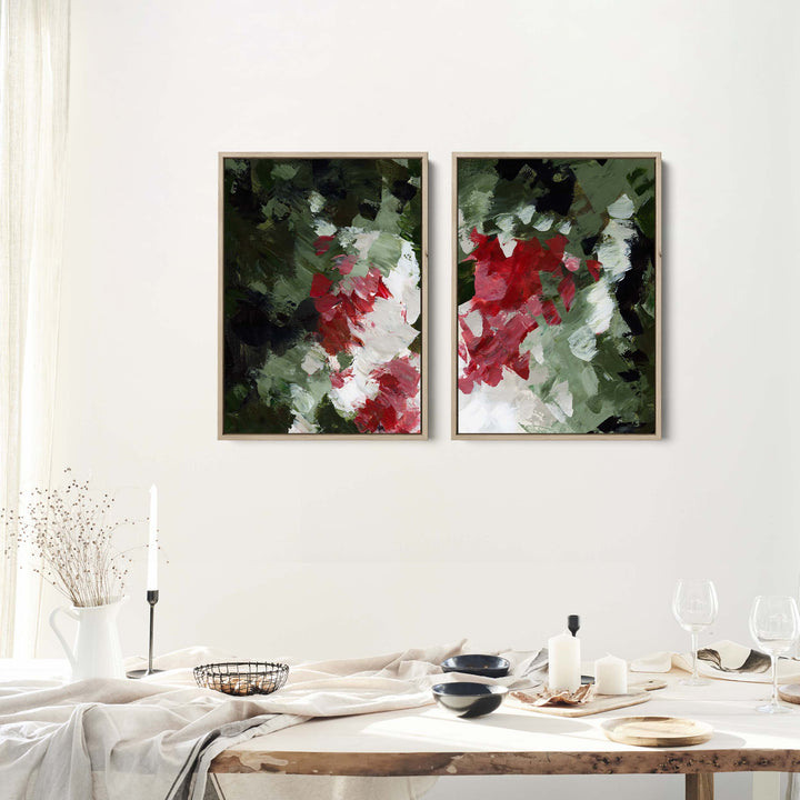 Christmas Florals Abstracted Diptych - Set of 2 - Jetty Home