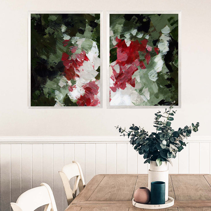 Christmas Florals Abstracted Diptych - Set of 2 - Jetty Home
