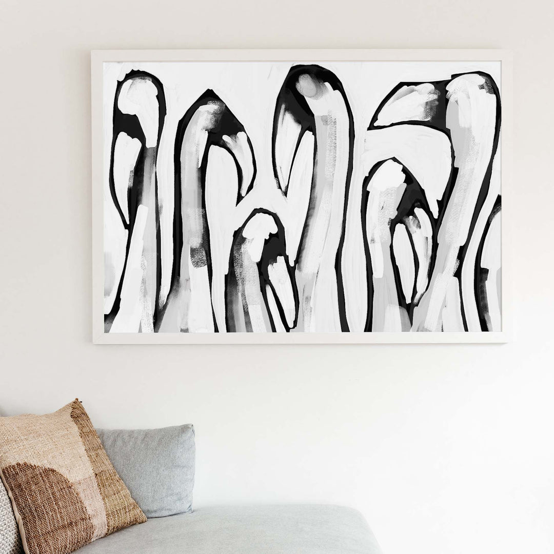 Black & White Flamingo Gathering - Art Print or Canvas - Jetty Home