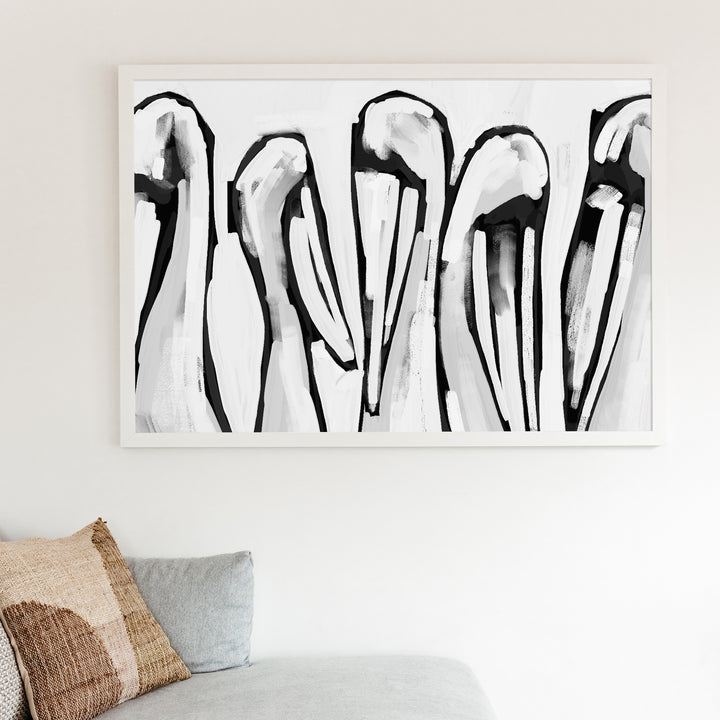 Black & White Pelican Gathering - Art Print or Canvas - Jetty Home