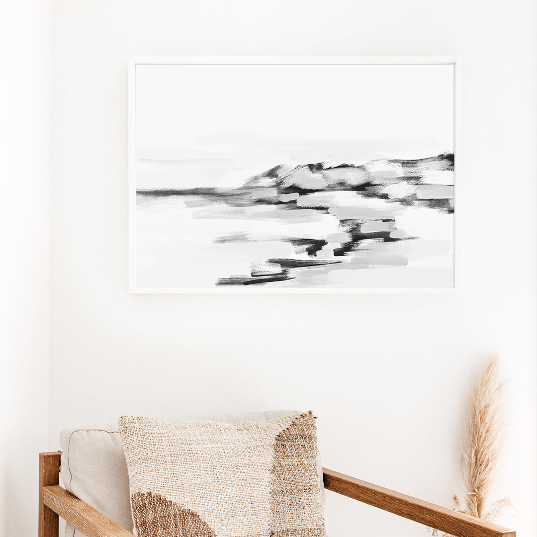 Black & White Across the Shoreline - Art Print or Canvas - Jetty Home