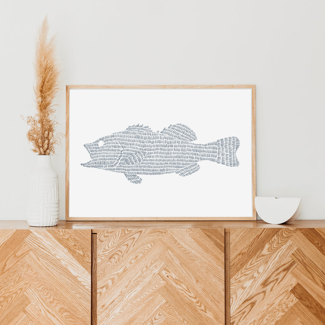 Large Mouth Bass Fish Study - Art Print or Canvas