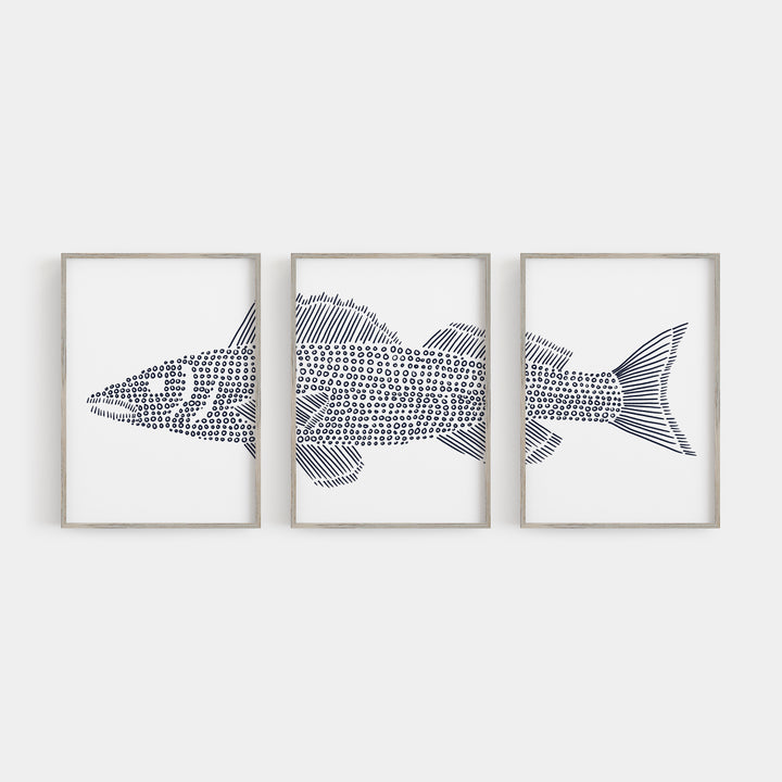 Walleye in Circles Triptych - Set of 3  - Art Prints or Canvases - Jetty Home