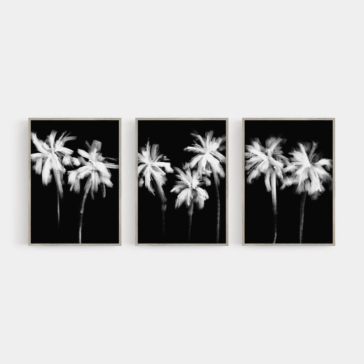 Black & White Minimalist Palms, No. 1 - Set of 3  - Art Prints or Canvases - Jetty Home
