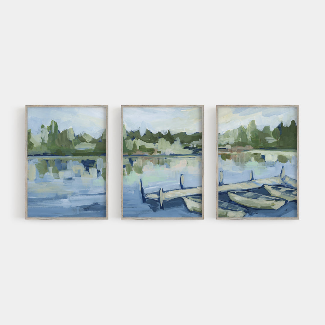 The Lakeside Dock - Set of 3  - Art Prints or Canvases - Jetty Home