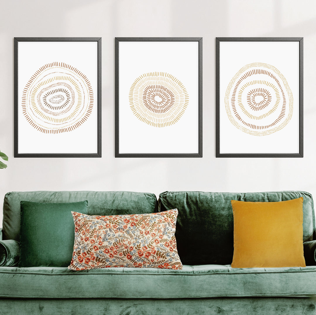 Minimalist Circle Blooms - Set of 3  - Art Prints or Canvases - Jetty Home