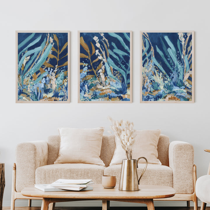Subaquatic Wonderland Triptych - Set of 3  - Art Prints or Canvases - Jetty Home