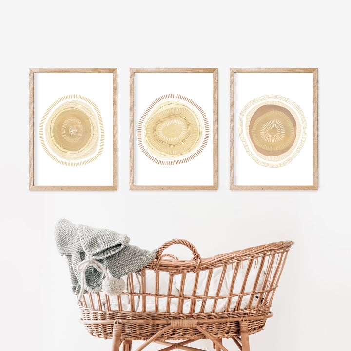 Modern Minimalist Circles - Set of 3  - Art Prints or Canvases - Jetty Home