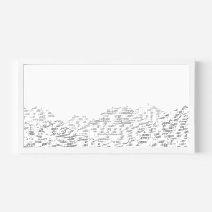 Modern Gray Mountain Landscape Illustration Panoramic - Art Print or Canvas - Jetty Home