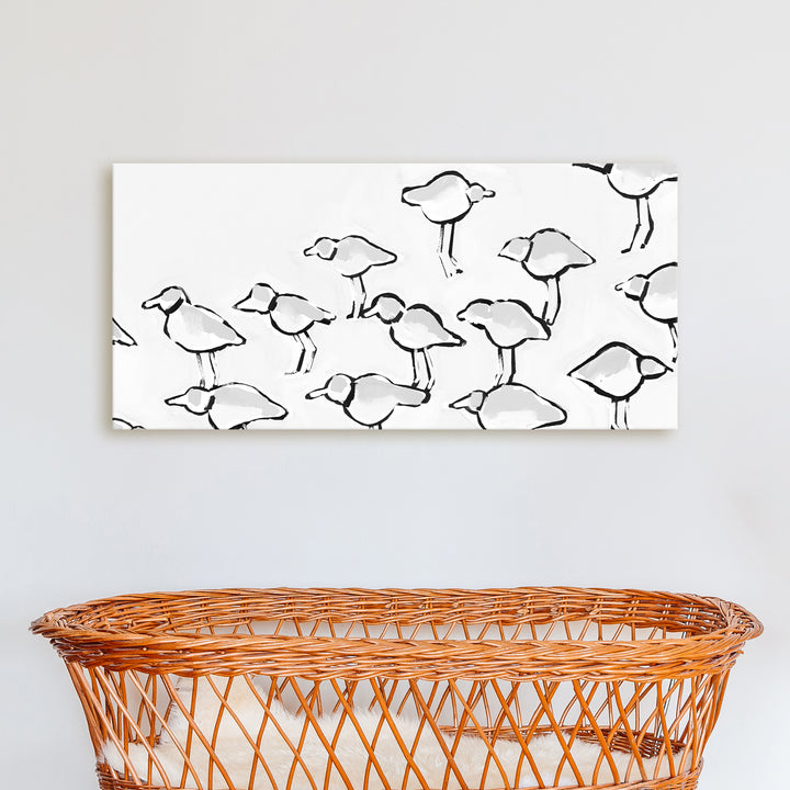 Black & White Piping Plover Panoramic - Jetty Home