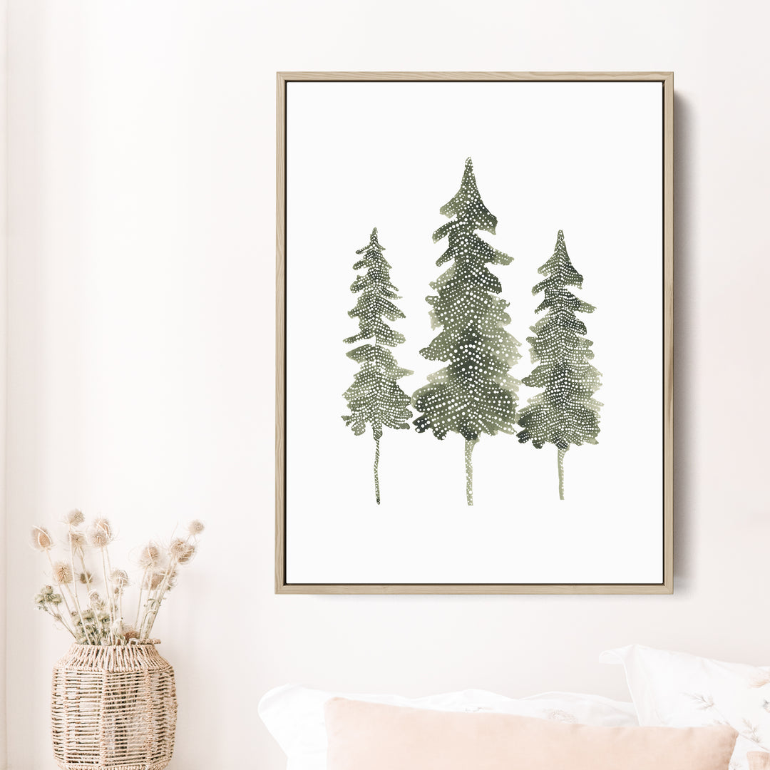 Watercolor Pine Trio