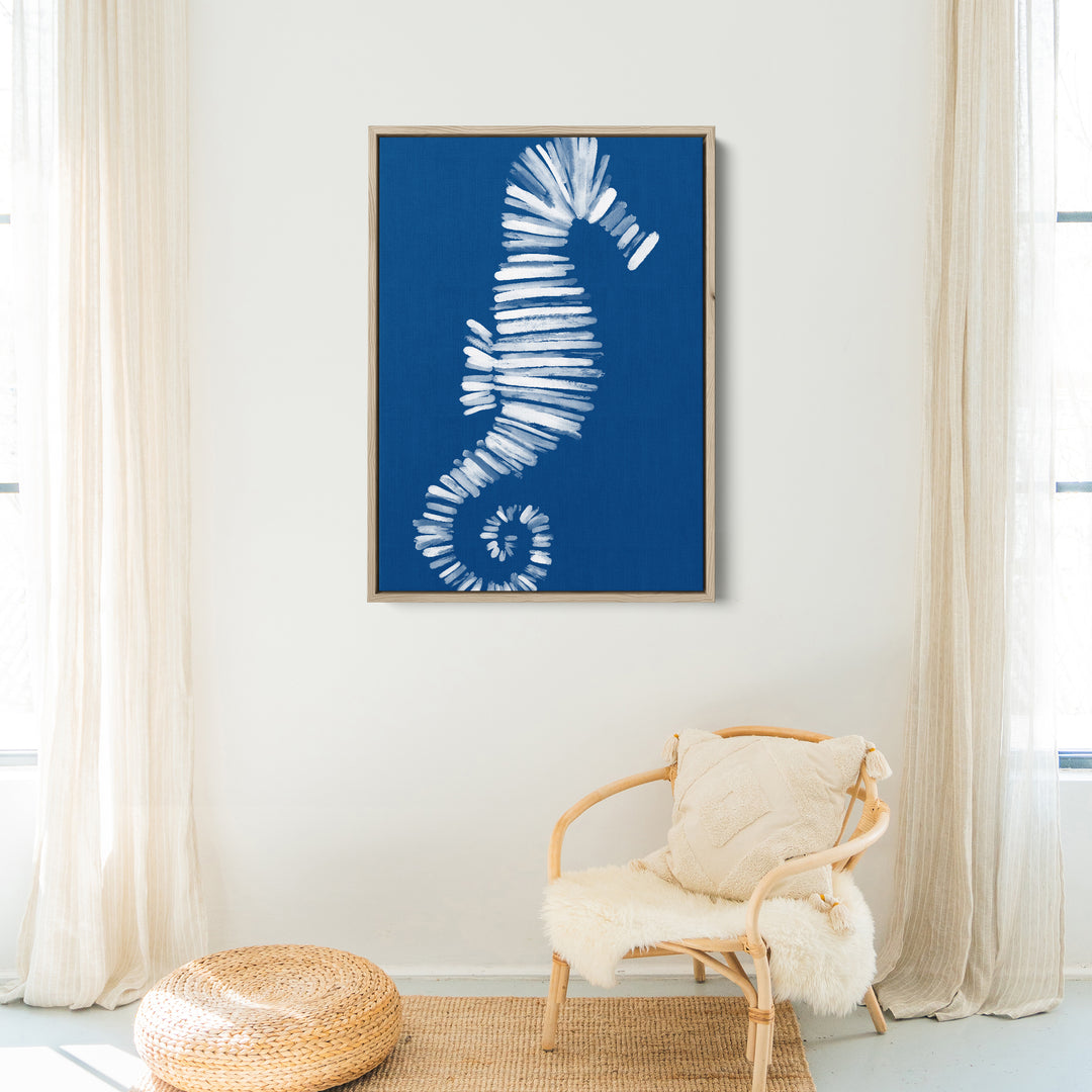 Deep Azure Blue Seahorse - Art Print or Canvas - Jetty Home