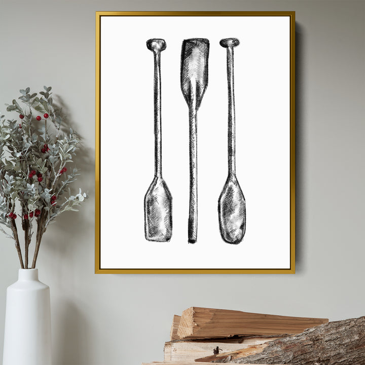 Black + White Oar Paddle Illustration - Jetty Home