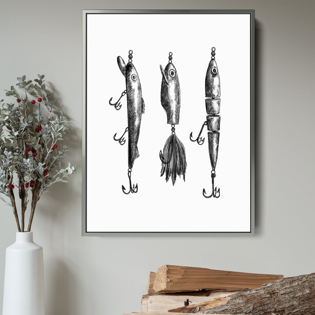 Black + White Fly Fishing Lures Illustration - Jetty Home