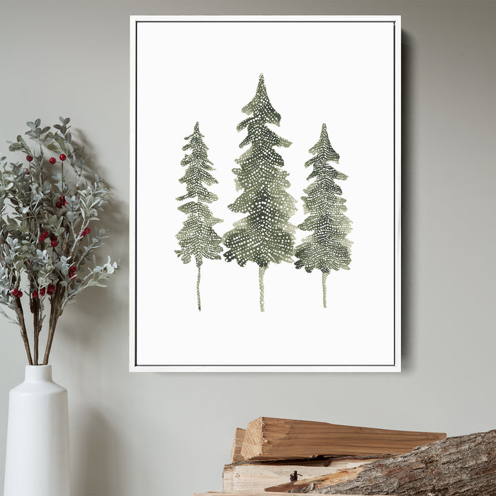 Watercolor Pine Trio