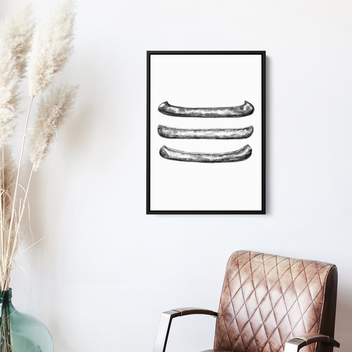 Black + White Canoe Illustration - Jetty Home