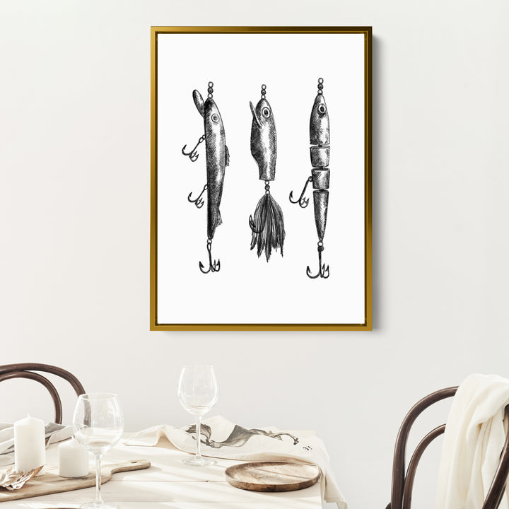 Black + White Fly Fishing Lures Illustration - Jetty Home