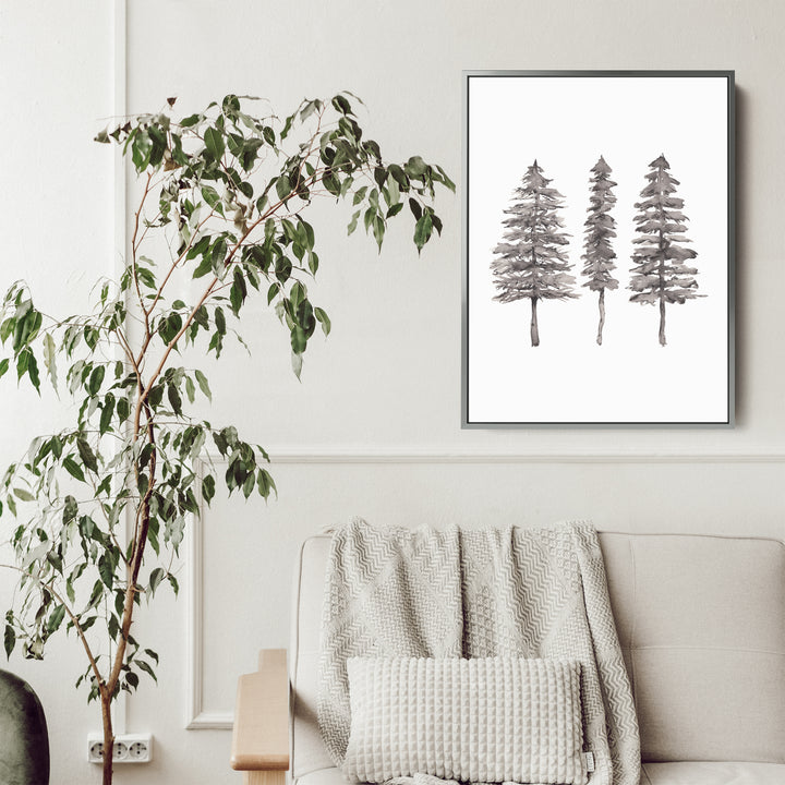 Black + White Pine Tree Trio