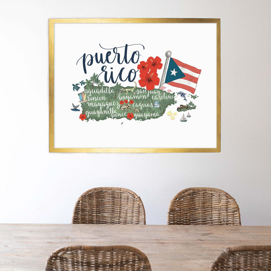 Puerto Rico | Map Illustration Hometown Art Print | Jetty Home