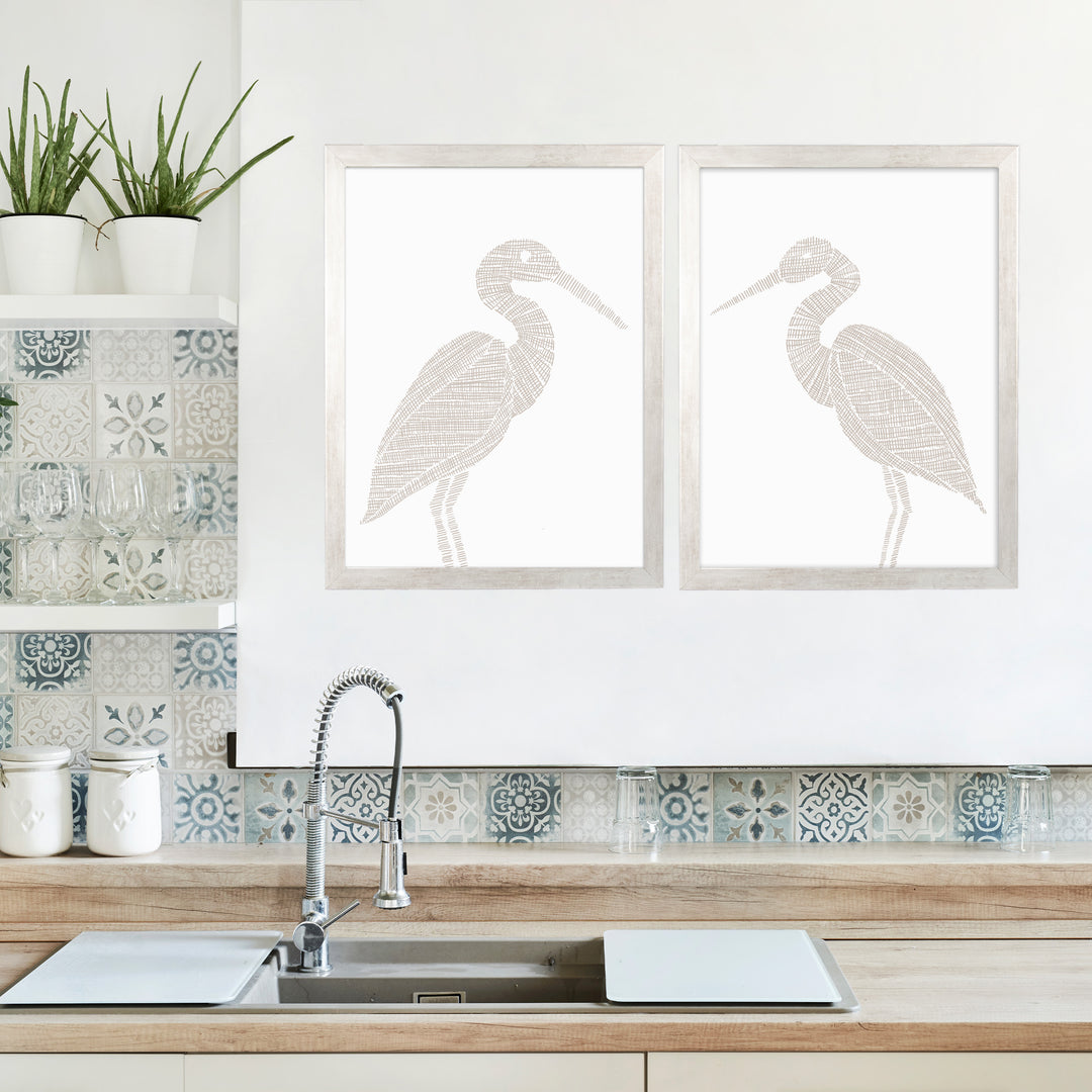 Woven Heron Diptych - Set of 2