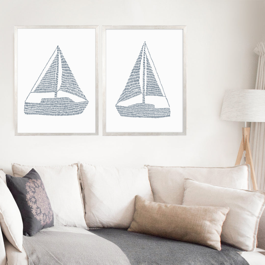 Minimalist Sailboat Diptych - Set of 2