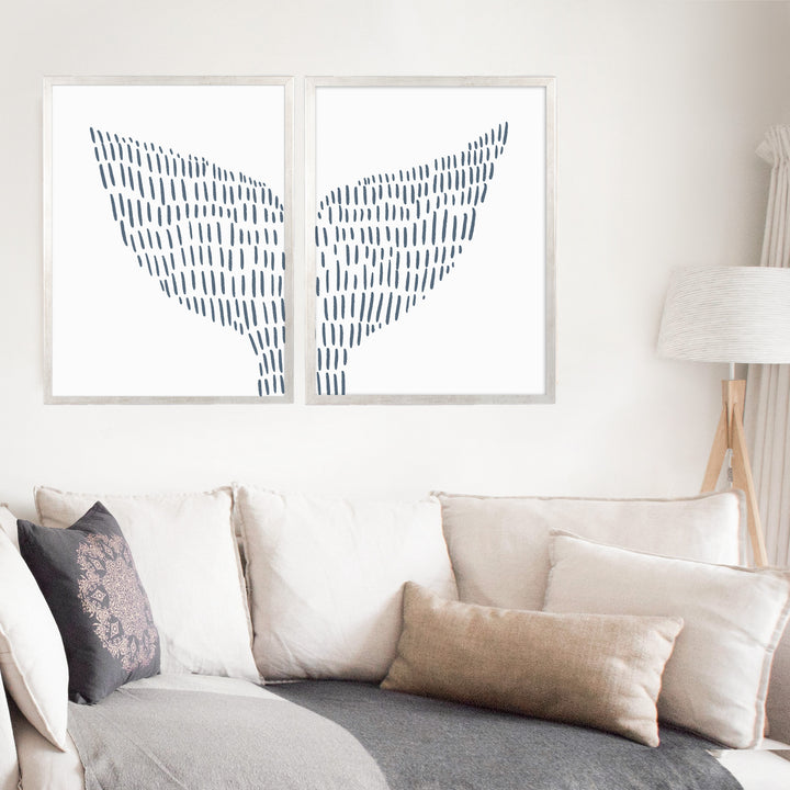 Whale Tail Modern Illustration - Set of 2