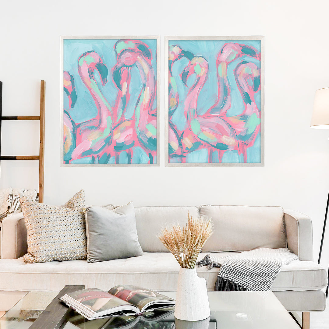 The Pink Flamingoes Diptych - Set of 2 - Jetty Home