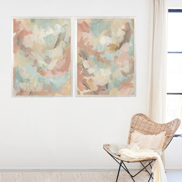Golden Brush Diptych - Set of 2